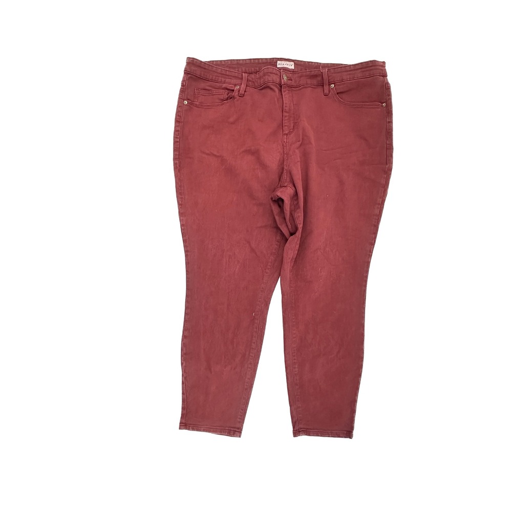 Ava & Viv Womens 24W Skinny Jeans Burgundy Red Stretch Denim Plus Size Pants